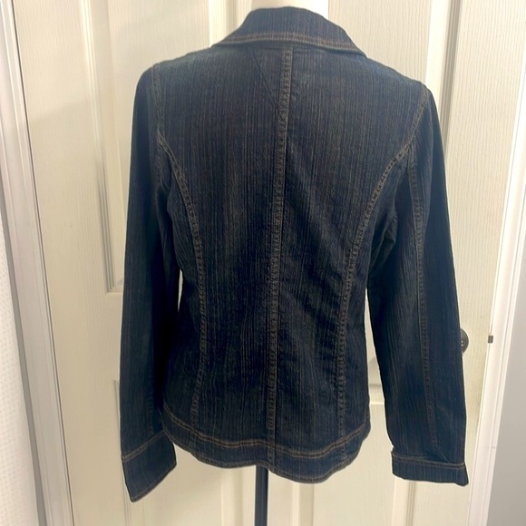Vintage Tommy Hilfiger Dk Wash Denim Blazer Button Closure Pockets Fitted Size L - Picture 12 of 13